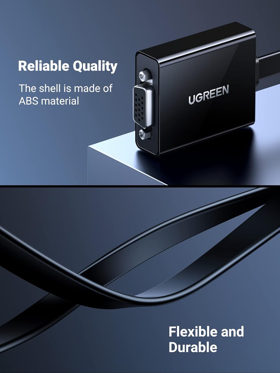 UGREEN Active HDMI to VGA Adapter with 3.5mm Audio Jack HDMI Male to VGA Female up to 1080P for PC Laptop Ultrabook