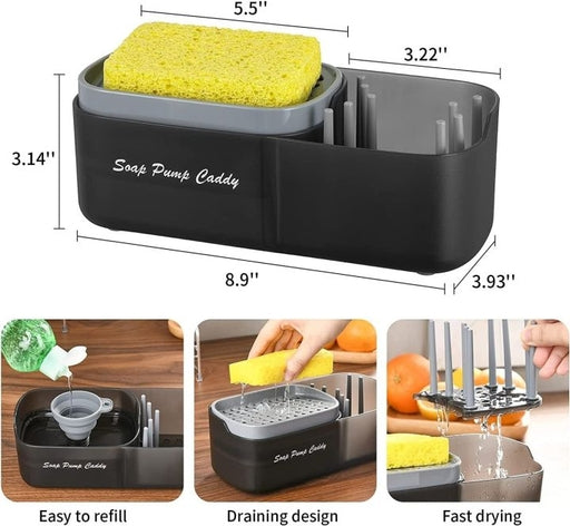 3 In 1 Kitchen Sink Caddy Set, Multifunctional Kitchen Dish Soap Dispenser