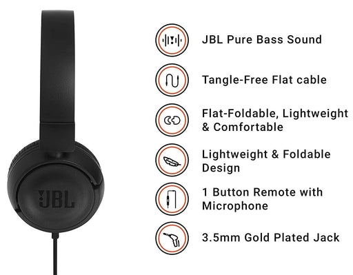 Headphones T450 on-Ear Head Phones with Mic Ear Phones Light Weight Foldable Wired Extra Bass