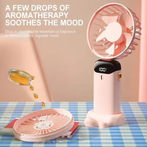 Mini Fan New 3000MAh USB Handheld Fan Mini Portable  Small Digital Display Folding Rechargeable