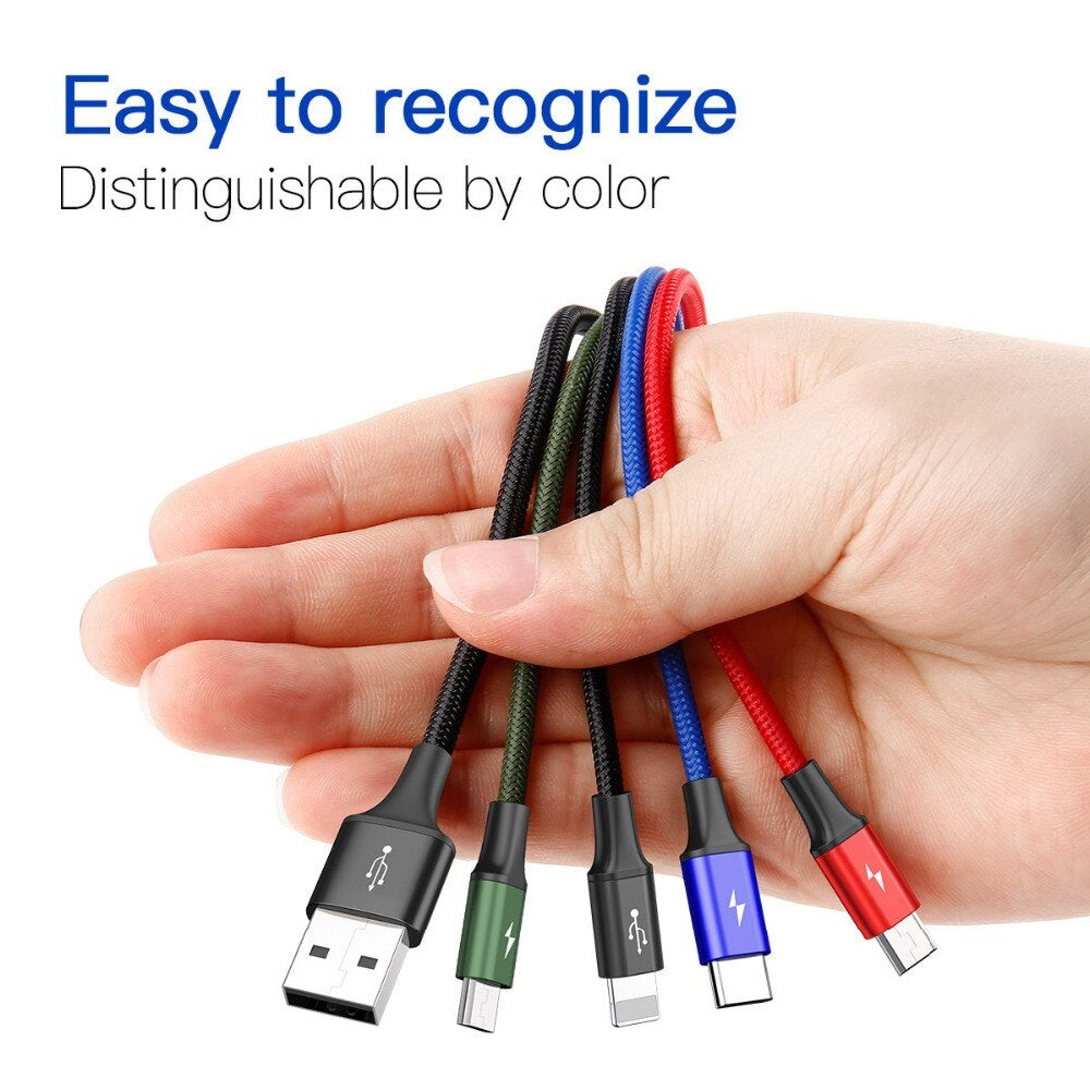 Baseus - 4 In 1 Multiple Cable - 1.2M 3.5A - Lightning*2+Type-C+Micro USB - Fast Charging Cable