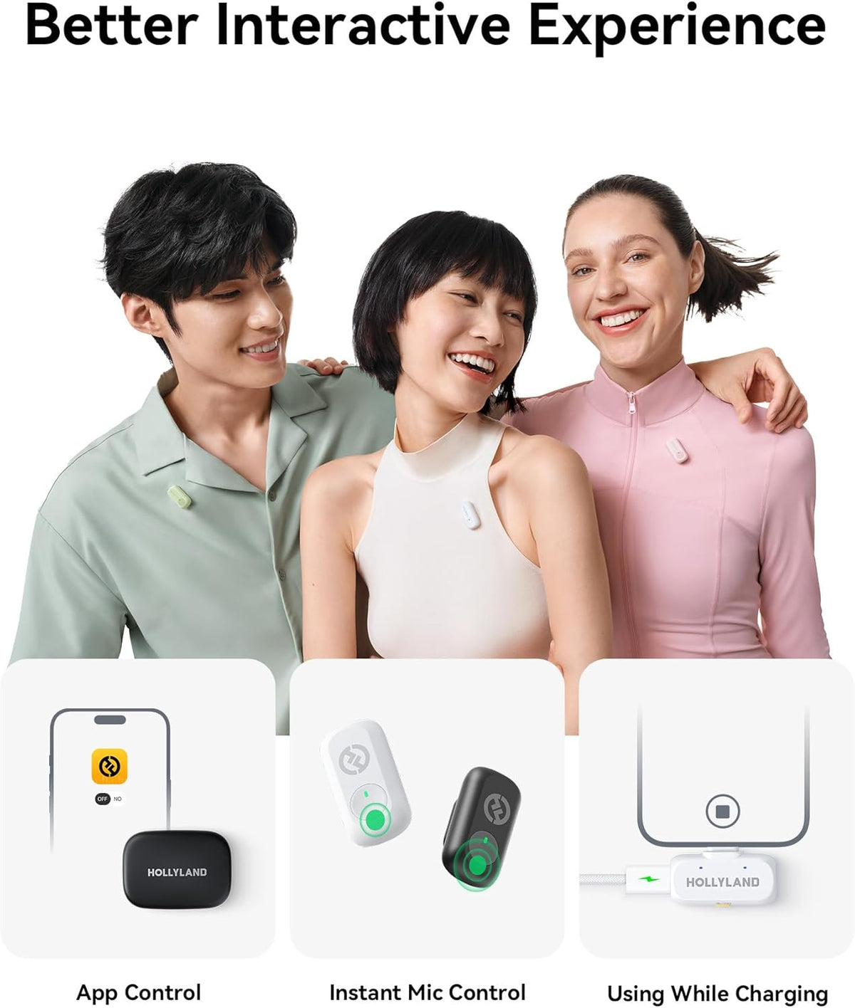 Hollyland Lark A1 Wireless Mic for iPh 17 Android 48kHz/24-bit 3Level Noise Cancel(2TX + USB-C RX)