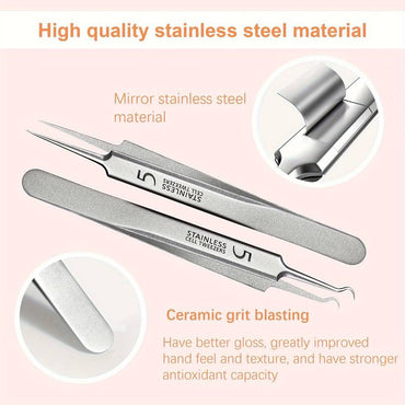 Stainless Steel Unscented Extraction 3Pcs Tools, Blackhead & Blemish for Normal Skin Type