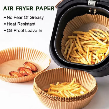 100PCS Disposable Air Fryer Parchment Paper Baking Oil-Proof Liner Non-Stick for Baking and Roasting