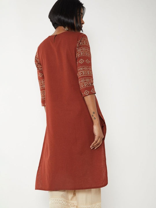 Geometric Keyhole Neck Sequinned Kurta