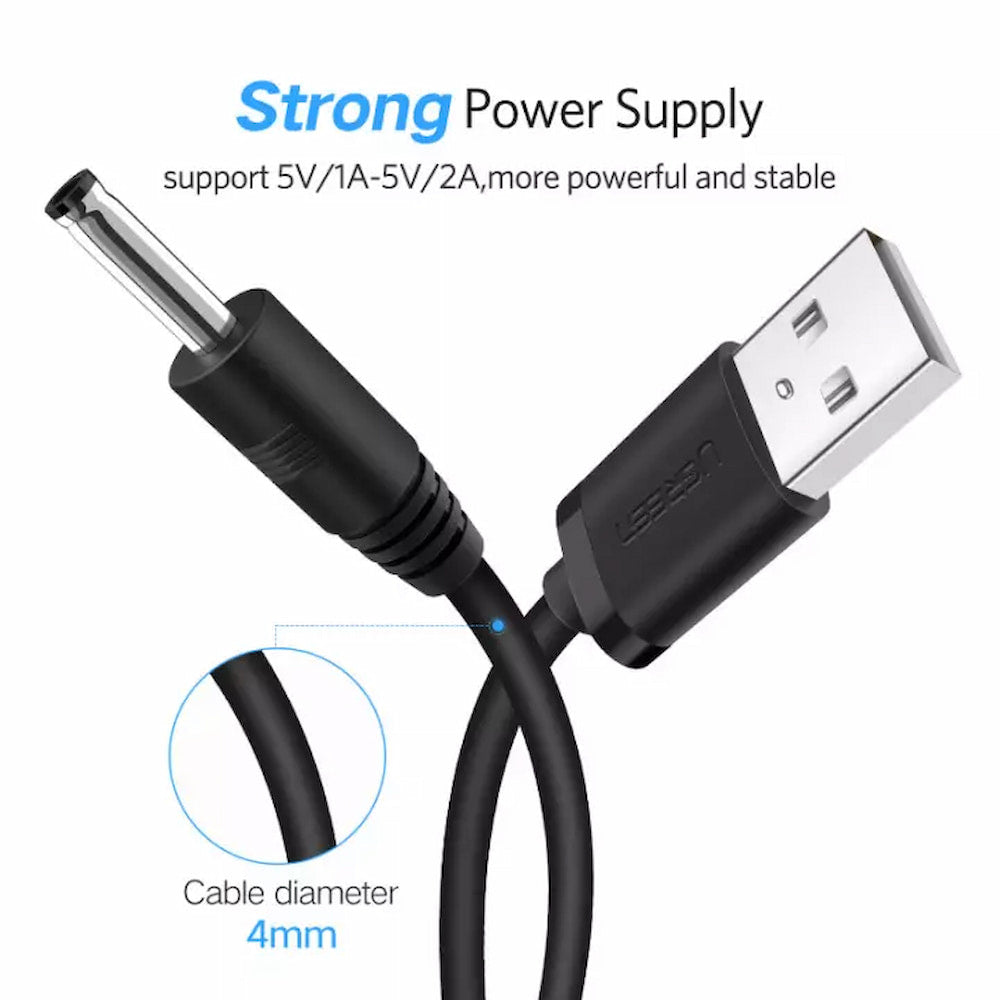 Ugreen 10376 USB to DC 3.5mm Power Cable USB A Male to 3.5 Jack Connector 5V Power Supply Charger Adapter for HUB USB Fan Power Cable - 1M
