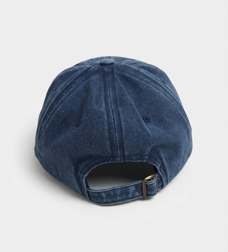 Cotton China Washcap Embroding Cap Dark Blue