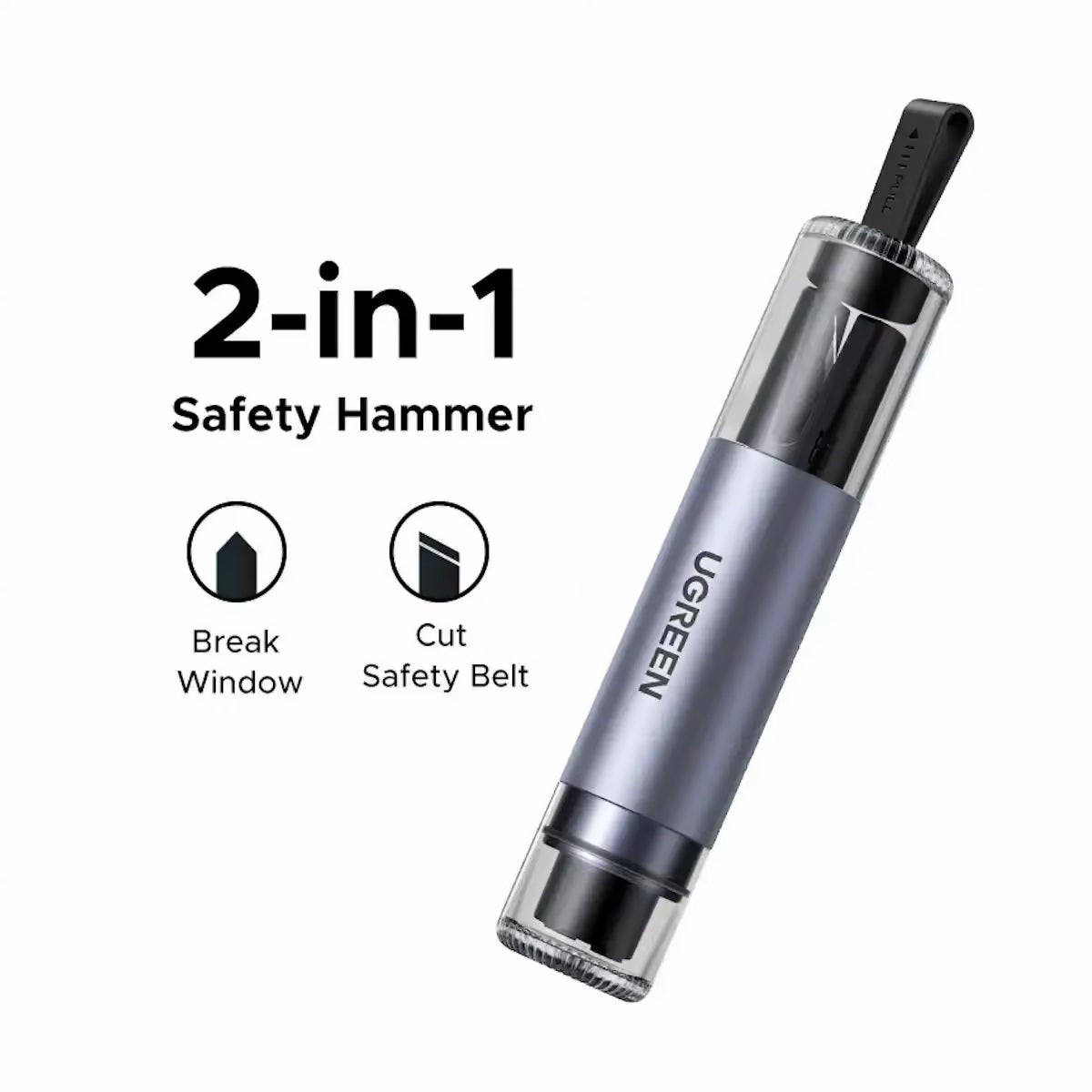 UGREEN 35347 Car Window Breaker & Seatbelt Cutter – Emergency Escape Tool with Stainless Steel Blade, Spring-Loaded Hammer fo
