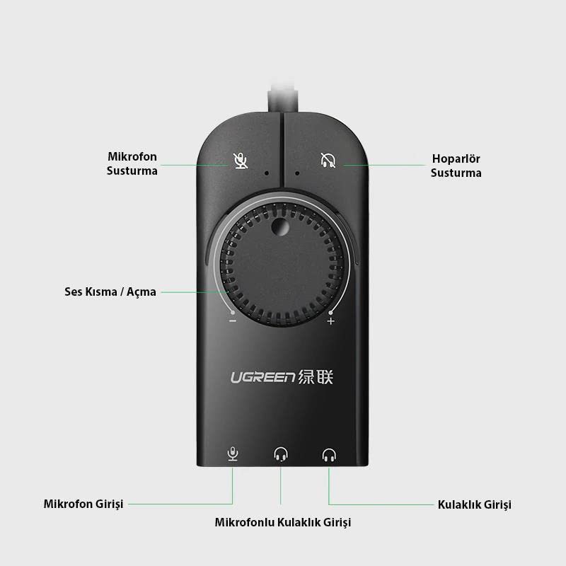Ugreen 40964 USB Audio Adapter External Stereo Sound Card 3.5mm Headphone Mic