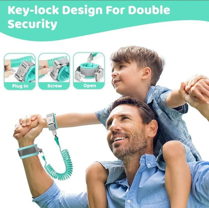 Anti-Lost Toddler Safety Wrist Link | 360° Rotating Child Harness Leash with Lock