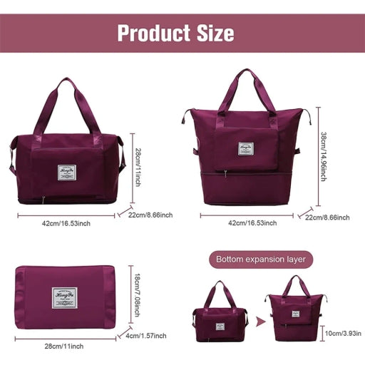 Folding Travel Bag Hand Luggage for Men and Women Duffle Bag Travel Storage Bags (Maroon Colour)