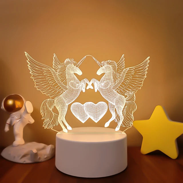 Valentine's Day Table Lamp Four Heart Bedside Lamp Romantic Color USB Touch Switch LED Acrylic 3D Night Light Creative table lamp Acrylic Night Light USB baby bedroom desk birthday gift