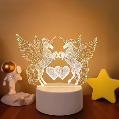 Valentine's Day Table Lamp Four Heart Bedside Lamp Romantic Color USB Touch Switch LED Acrylic 3D Night Light Creative table lamp Acrylic Night Light USB baby bedroom desk birthday gift