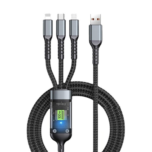 3-In-1 6a 100W Super Fast Charging Data Cable – Nylon Braided USB Cable
