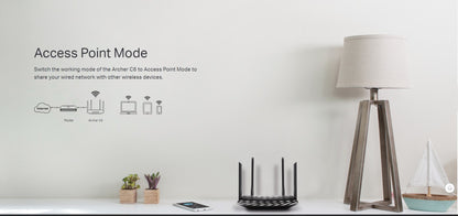 TP-LINK Archer C6 - AC1200 Mesh Wi-Fi Router Wireless MU-MIMO Full Gigabit Router