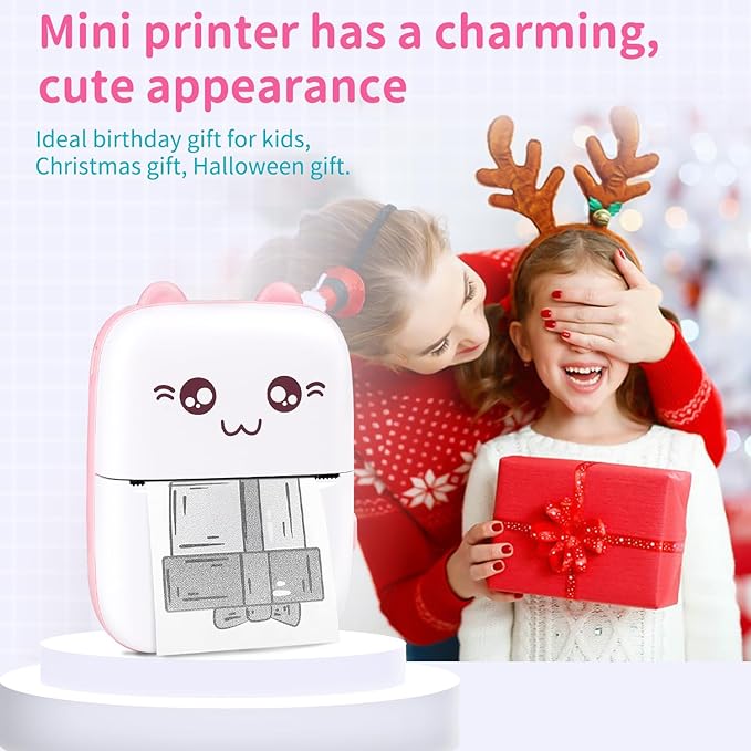 Portable Thermal Printer MINI Wirelessly Photo Label Memo Wrong Question Printing with USB Cable Imp