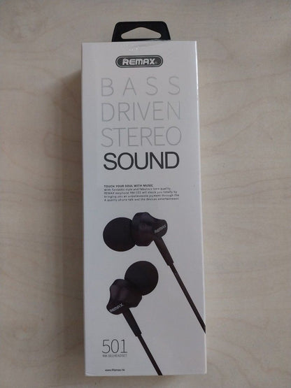 Original Remax RM-501 High Performance Wired In Ear Earphone Stereo with Mic, 3.5mm Jack