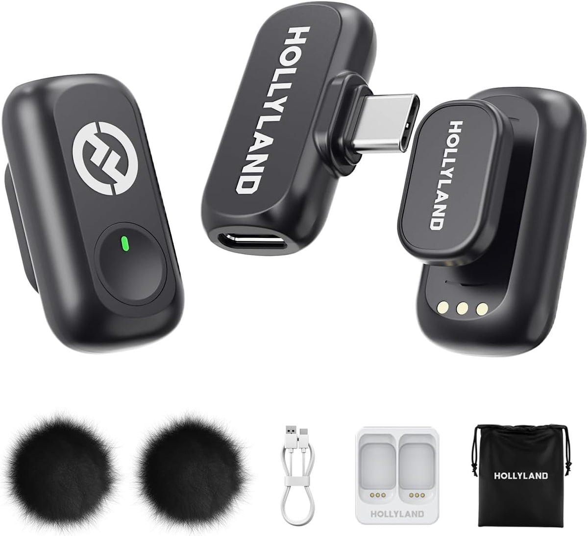 Hollyland Lark A1 Wireless Mic for iPh 17 Android 48kHz/24-bit 3Level Noise Cancel(2TX + USB-C RX)