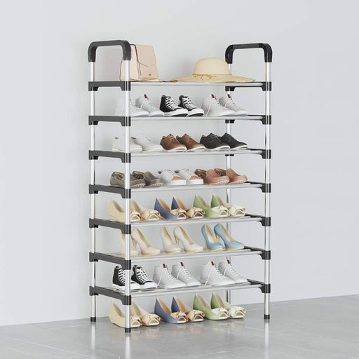 Long Stainless Steel Shoe Rack Shoe Stand Storage Organizer Shoe Cabinet Durable Portable (8 Layer,