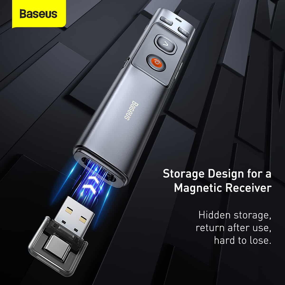 Baseus Orange Dot Wireless Presenter (Red Laser) ( Rechargeable )