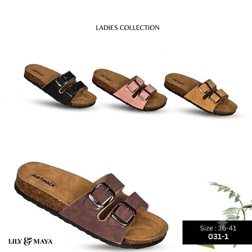 Ladies' Footwear / Buckle Slide Sandals.