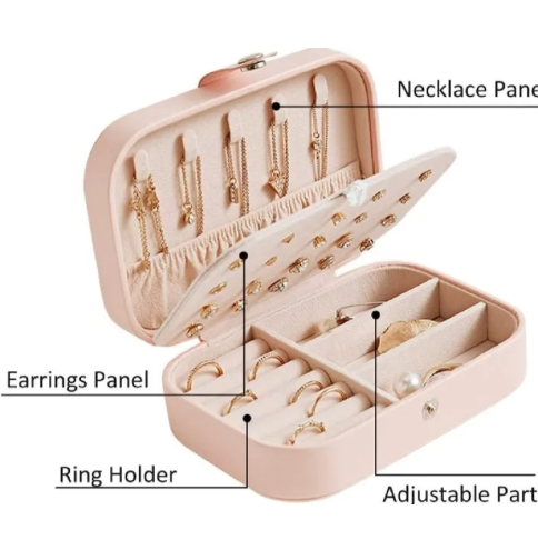 Small Travel Jewelry Storage Box: Portable Necklaces, Earrings & Rings Organizer for Women & Girls