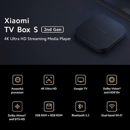 Xiaomi TV Box S (2nd Gen) 4K Ultra HD Streaming Media Player, Google TV Box