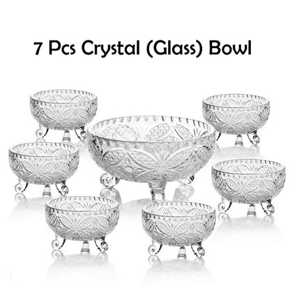 7 Pcs- Crystal Glass Bowl Set, Transparent Glassware