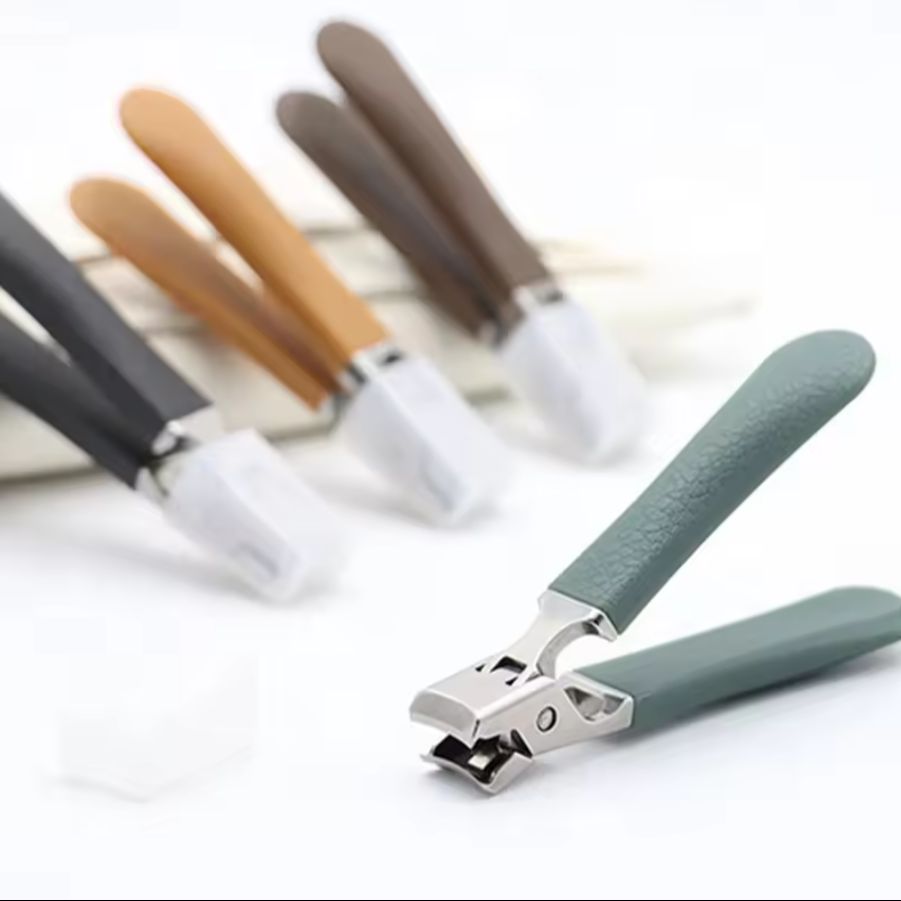 Stainless Steel Wide-Jaw Nail Clippers for Thick & Hard Nails, Sharp Concave Blade with Nail Chip