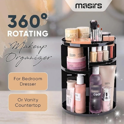 360° Rotating Makeup Organizer, Adjustable Spinning Holder, Large Capacity Cosmetic Storage Caddy