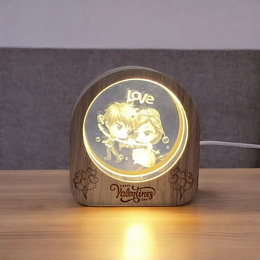 3D Crystal Ball Night Light USB Table LED Wooden Decoration Birthday Gift Adults (8Cm) Model No 1