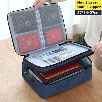 Unisex Large Capacity Document Bag File Holder Certificate Organizer Case Zipper Pouch