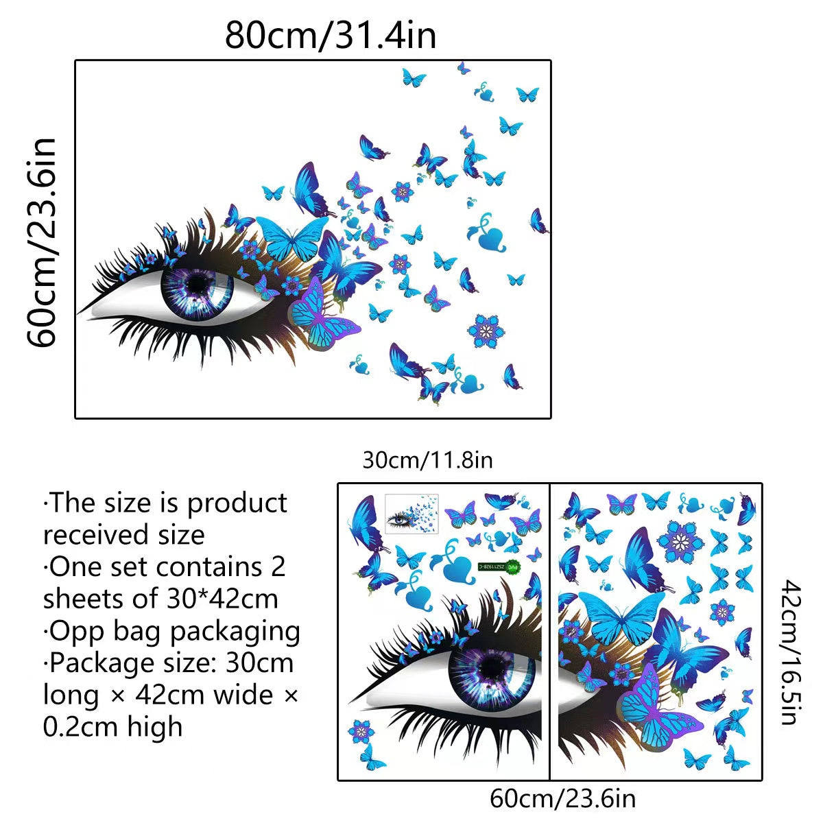 Blue Butterflies Eye Home Decoration animals tree bridge baby children bedroom room decor wall stickers removable kids nursery decal Mirror Dear Wall Decoration Stickers wall deco
