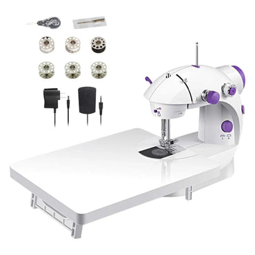 Portable Mini Sewing Machine for Beginners: Dual Speed with Extension Table & Light
