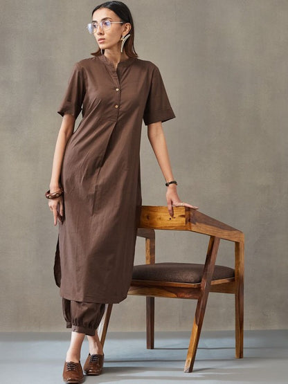 Structured Women Regular Pure Cotton Kurta with Harem Pants