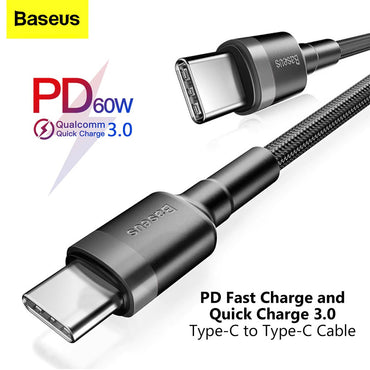 100% Genuine Baseus Cafule Series Type-C to C PD 2.0 60W Flash Charge Cable - 1M