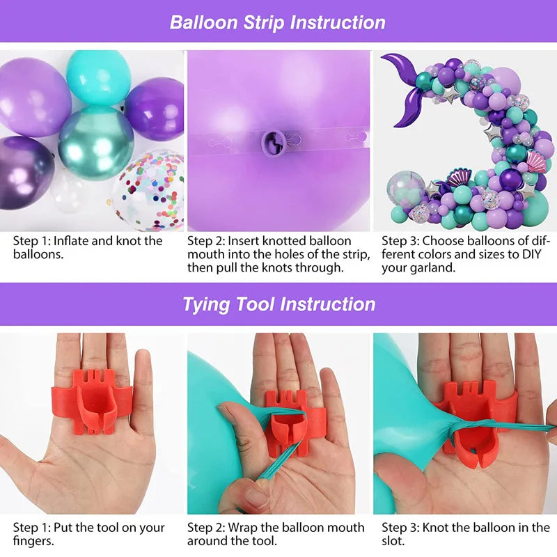 FREE 12 PCS 3D BUTTERFLY WITH Complete Set Mermaid 134-Piece Premium Blue Balloon Garland Kit for Party Decoration, Unisex Balloon Arch Set for All Ages