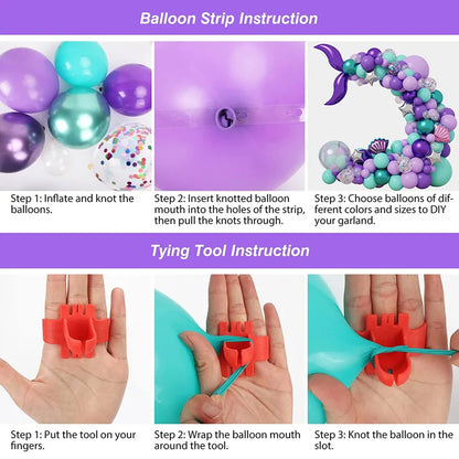 FREE 12 PCS 3D BUTTERFLY WITH Complete Set Mermaid 134-Piece Premium Blue Balloon Garland Kit for Party Decoration, Unisex Balloon Arch Set for All Ages