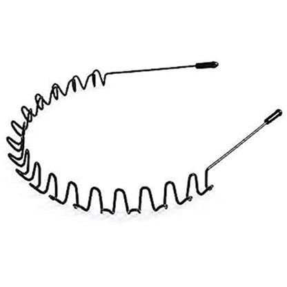 Two (2) Hair Bands for Men and Women, Metal Head Bands Wavy Hair Band, Spring Hair Hoop Black
