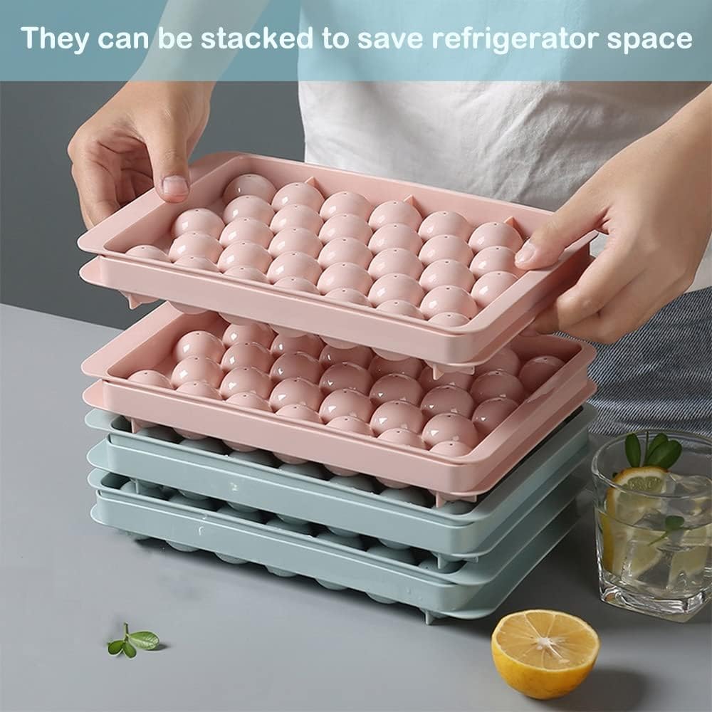 1PC Premium Plastic Ice Cube Tray 33-Cavity Round Diamond Design Food-Grade Plastic for Cocktails