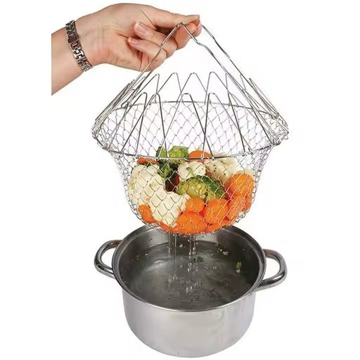 Chef Basket 12 in 1 Stainless Steel Kitchen Tool for Deep Frying, Boiling, Cooking