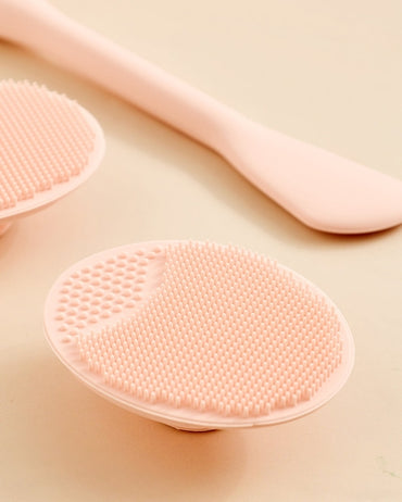 2 Pcs Silicone Face Cleansing & Nose Brush Soft Facial Scrubber Blackhead Remover Skin Care Tool