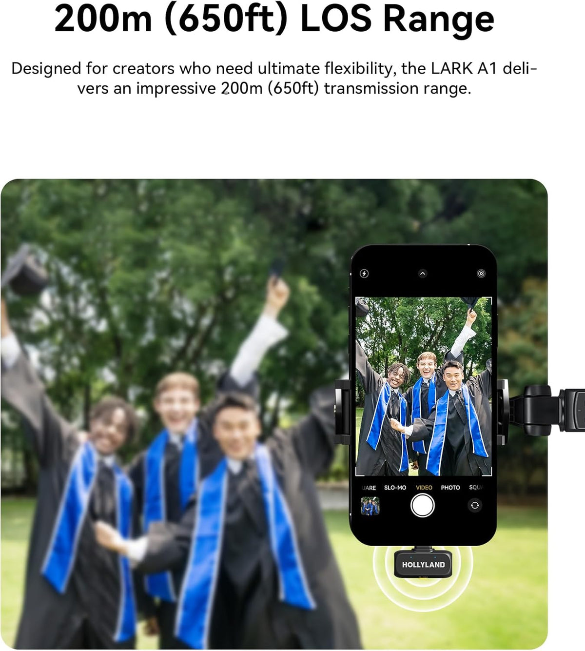 Hollyland Lark A1 Wireless Mic for iPh 17 Android 48kHz/24-bit 3Level Noise Cancel(2TX + USB-C RX)