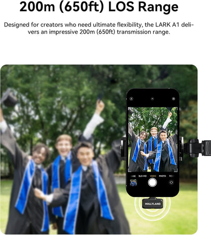 Hollyland Lark A1 Wireless Mic for iPh 17 Android 48kHz/24-bit 3Level Noise Cancel(2TX + USB-C RX)