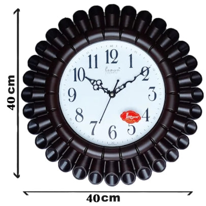 Siddharth QUARTZ Analog 36Cm X 36Cm Wall Clock Wooden Colour for Home, Living Room, Bedroom