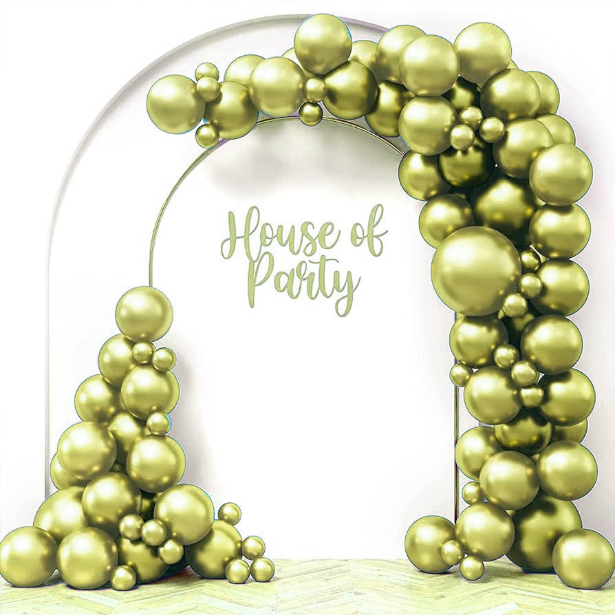 Complete Set 50pcs 10inch Metallic Latex Balloons Chrome Balloon Wedding Decorations Birthday Party Supplies Baloon arch FRUIT GREEN THEME COLOR + FREE GLUE DOTS + FREE GARLAND SETUP CHAIN