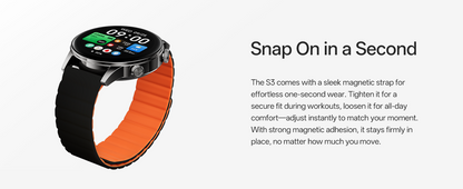 Black Shark S3 Smartwatch with Magnetic Strap, ENC Bluetooth Call Watches, 1.43" AMOLED, 150+ Sport Modes, GPS, 15-Day Battery Life, Fitness Tracker with Health Monitoring