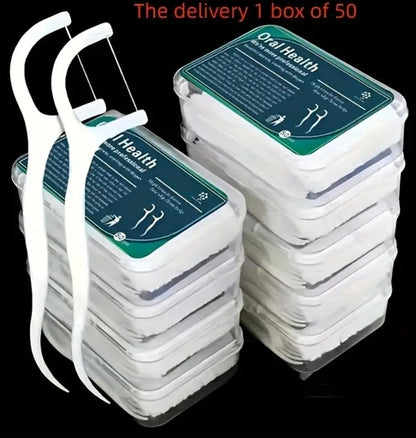 50PCS Dental Floss Picks – Deep Cleaning, Disposable & Travel-Friendly Oral Care Tools for Daily