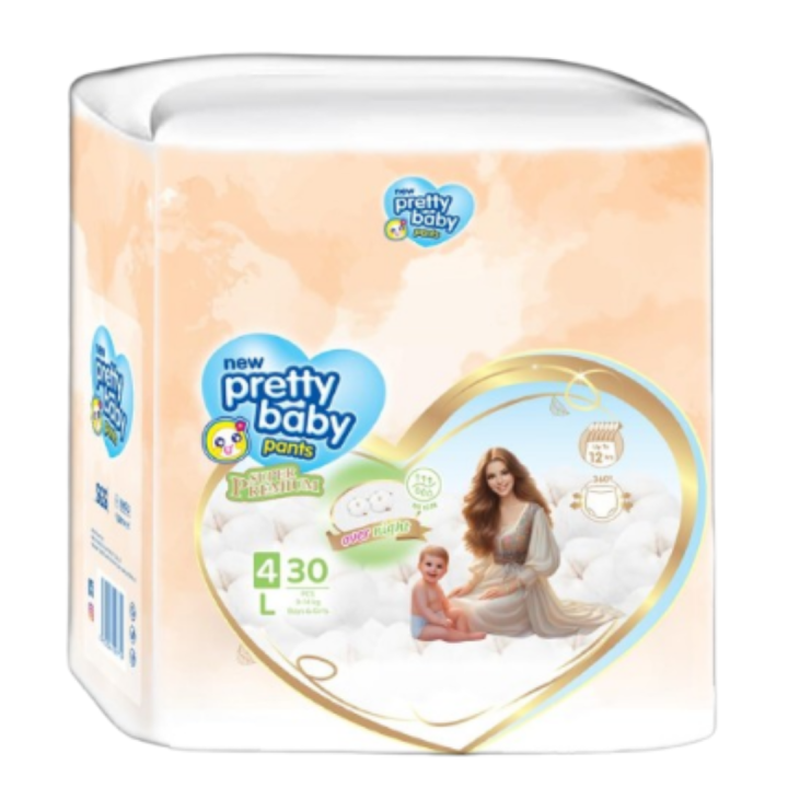 Pretty Baby Pants Diapers | Over Night 12 Hour | Large 30 Pcs
