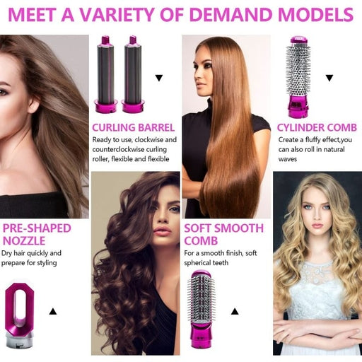 5 In 1 Hair Blower Hot Air Brush, Electric Hair Comb Rotating Hot Air Brush for All Hairstyle